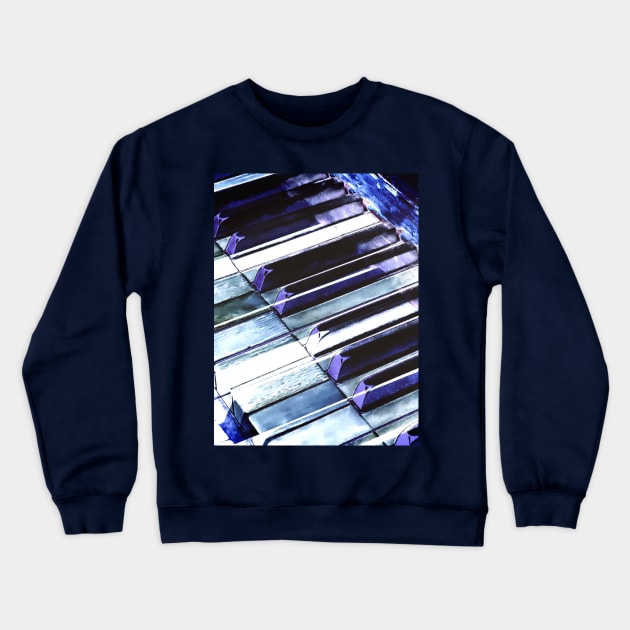 Blue Abstract Piano Keys Crewneck Sweatshirt by Supertonic